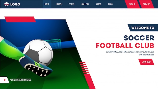 Vector soccerball club website.