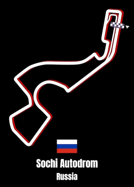 Vector sochi autodrom racing circuit map poster