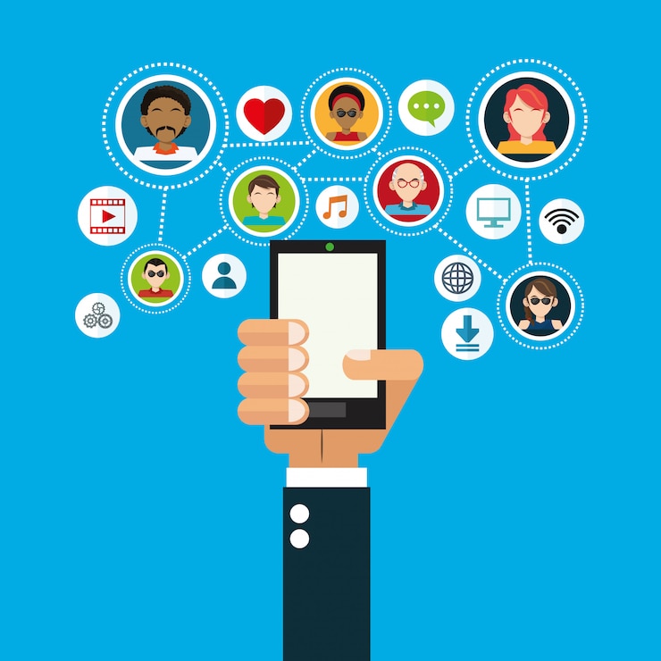 Vector socia media gerelateerde pictogrammen afbeelding