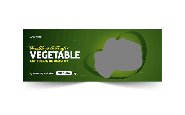 Sociaal bannerontwerp sjabloon voor verse biologische groente- en voedselsalade