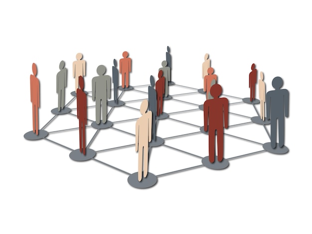 Sociaal netwerk van mensen regeling Social media teamwerk concept Relatie en communicatie
