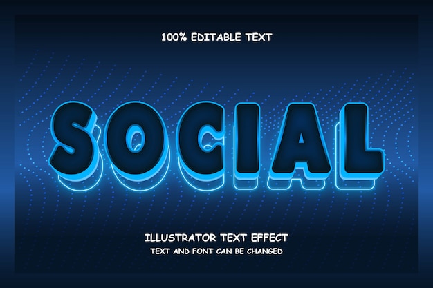 Social,3d editable text effect modern neon style