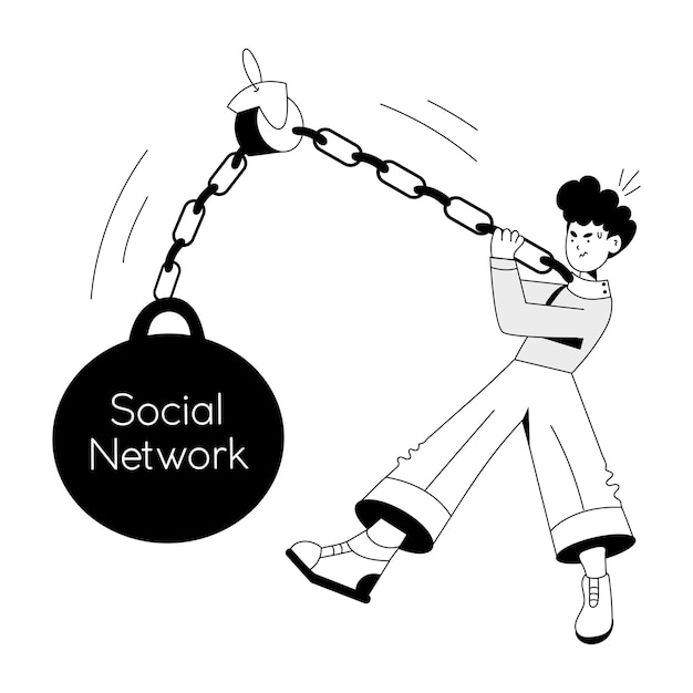 Social addict hand drawn illustration