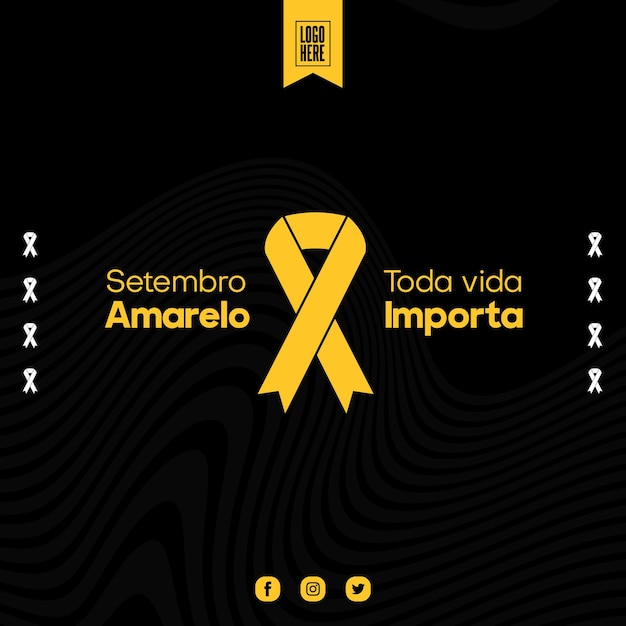 Setembro Amarelo 삶의 달 감사를위한 사회 캠페인 포스터 디자인