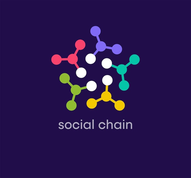 Social chain point-logo Uniek ontwerp kleurovergangen Virtuele cryptocurrency-logosjabloon