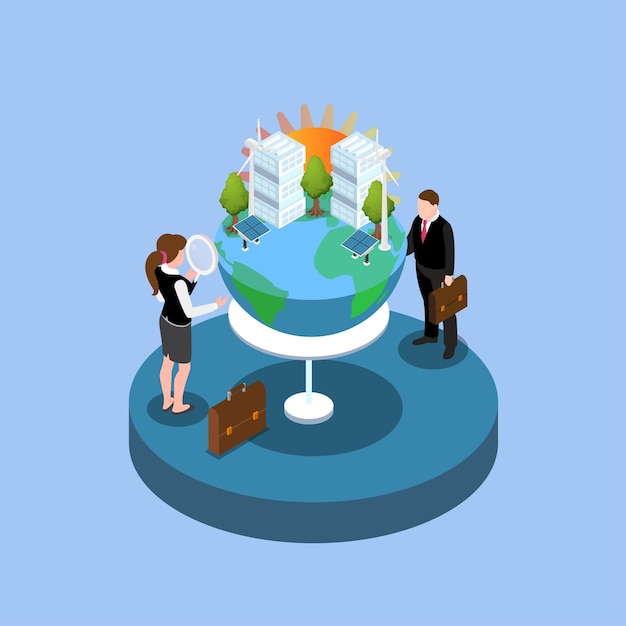 social and corporate governance caring for the world isometric 3d