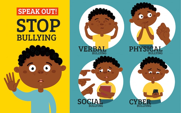 Vector social and cyber bullying concept.