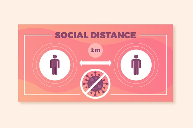 Vector social distance banner sign