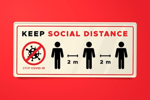 Vector social distance banner sign