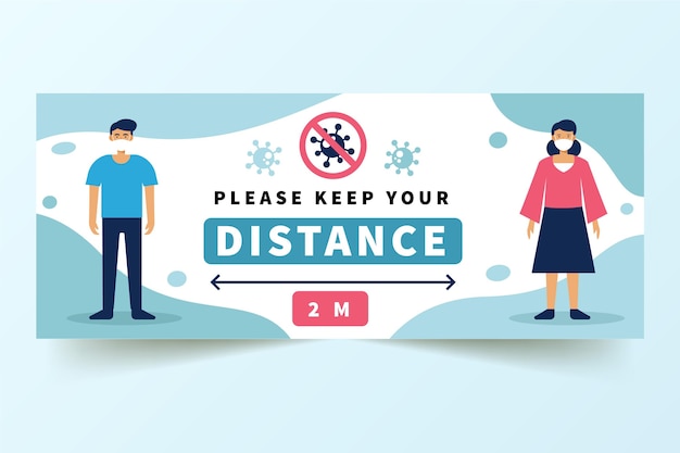 Vector social distance banner sign