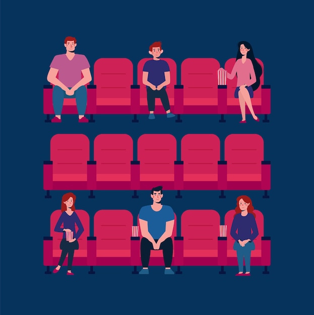 Vettore distanza sociale al cinema