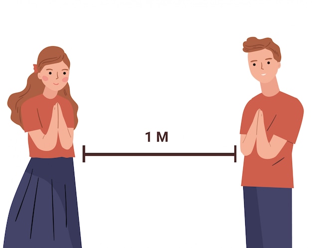 Social distance due to corona virus. no hand shake