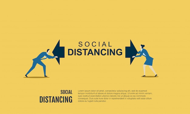 social distance flat illustration