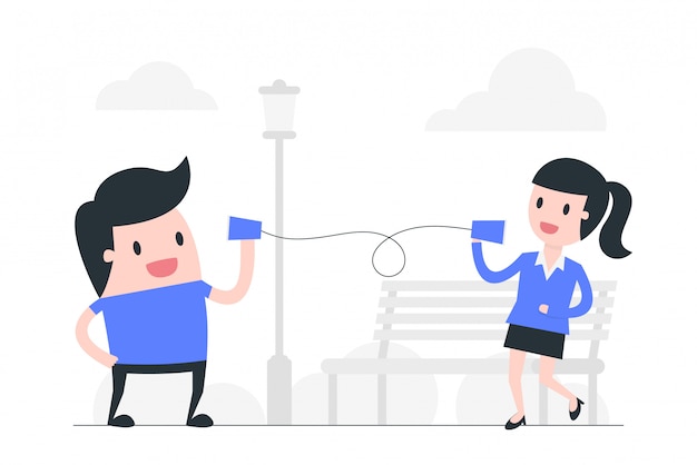 Vector social distancing communication concept illustration.