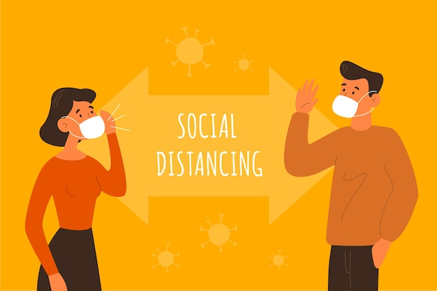 Social distancing concept illustrated