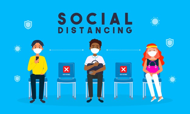 Social distancing concept  illustration