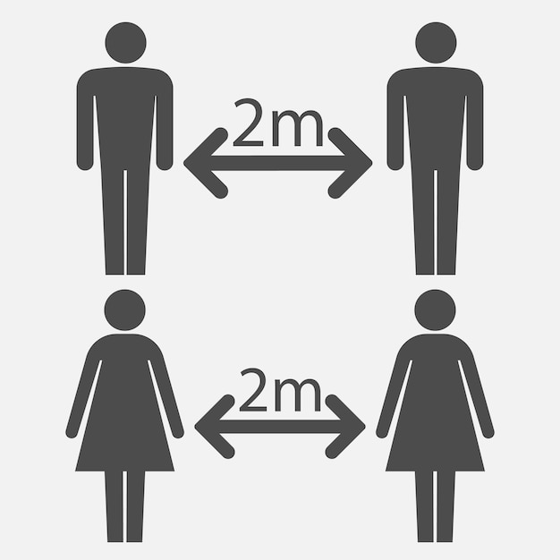 Икона социального дистанцирования на белом фоне Векторная иллюстрация