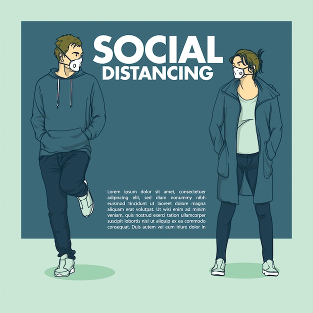 Vector social distancing illustration