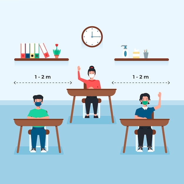 Vector social distancing at public school