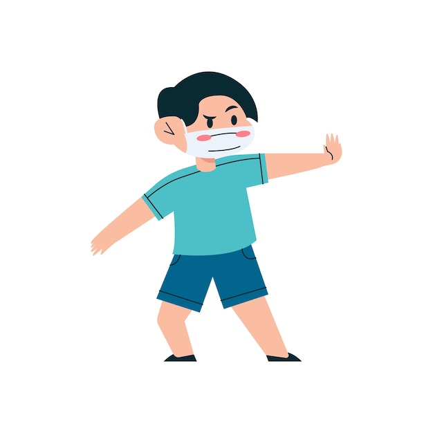 Social Distancing Vector Illustration Child Health During Covid Flu Sticker