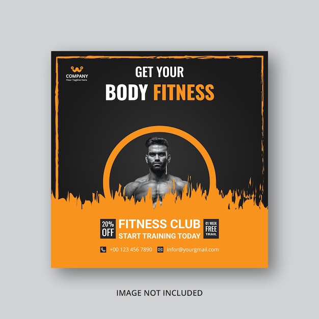 Social gym fitness media post template eps