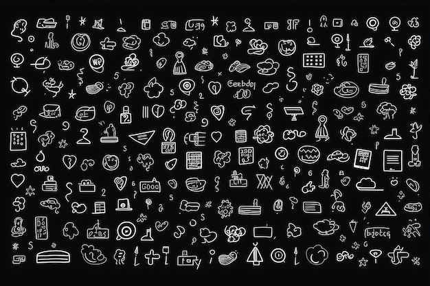 Social Icons Drawn Blackboard