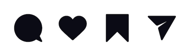 social interaction icons set like comment save share symbols vector graphics
