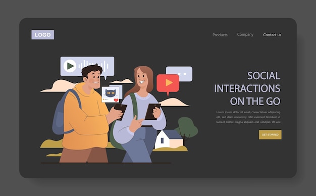 Social interactions on the go concept youth sharing content and connecting digitally while enjoying