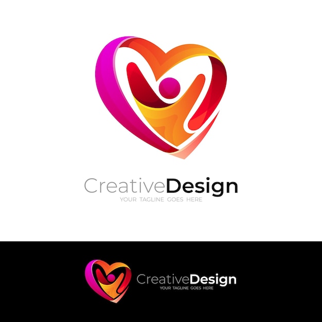 Logo sociale le persone si prendono cura del logo con la comunità del design dell'amore