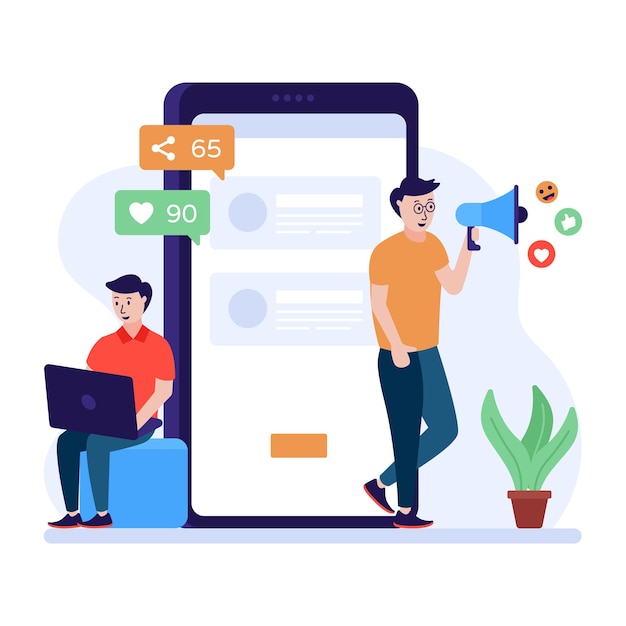 A social marketing flat illustration design