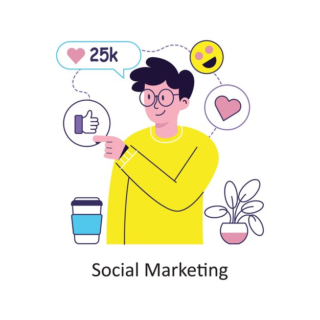 Social Marketing flat style design vector stock illustrations