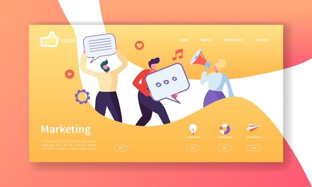 Vector social marketing landing page template