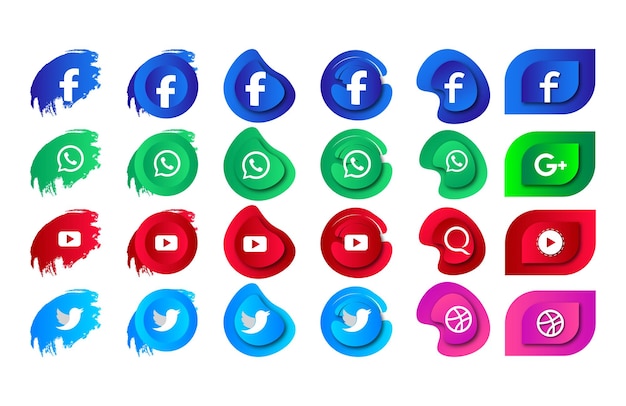 Vector social media 3d icon collection for business card and websites