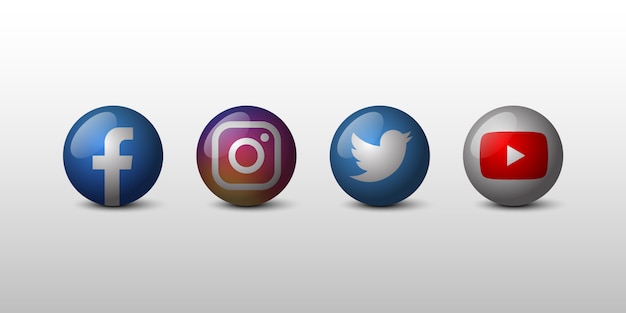 Vector social media 3d icon set