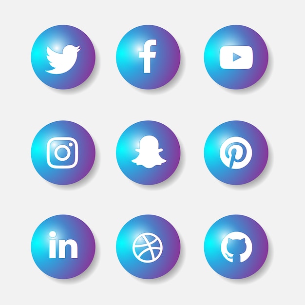 Social media 3d icons set