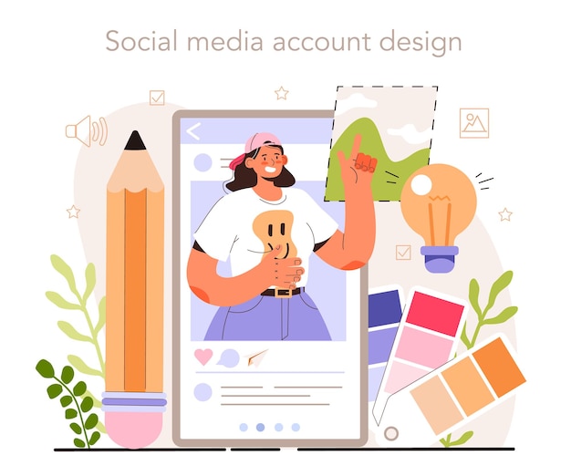 Vector social media account design content manager guidance how create