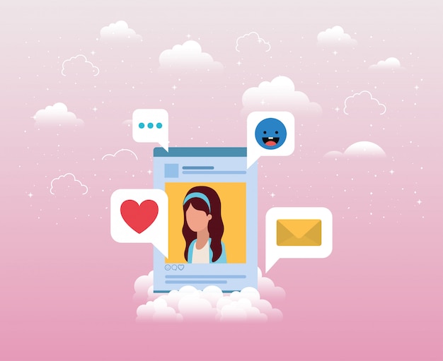 Vector social media acount woman template