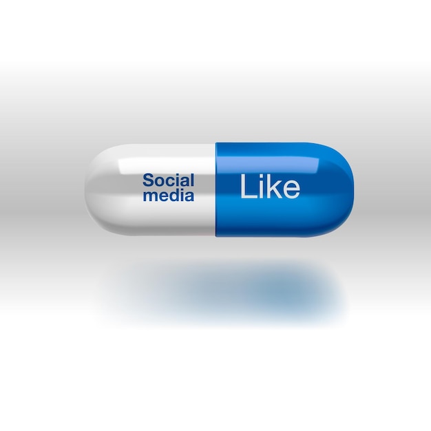 Капсула таблетки концепции зависимости от социальных сетей изолированное векторное изображение