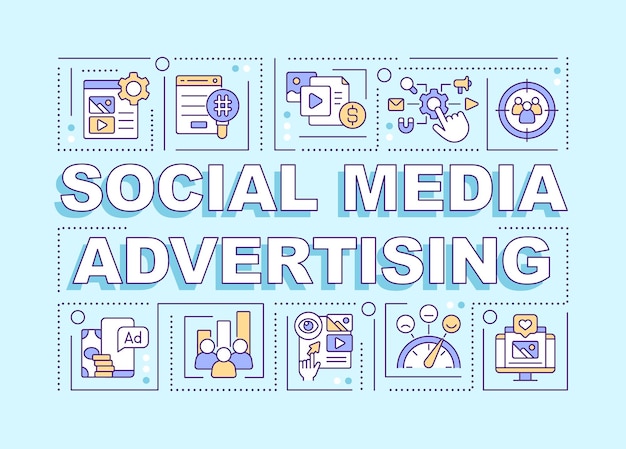 Social media advertisement word concepts blue banner