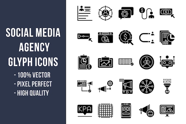 Social Media Agency Glyph Icons