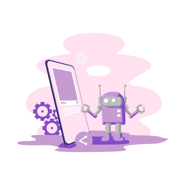 Vector social media ai flat style illustration design