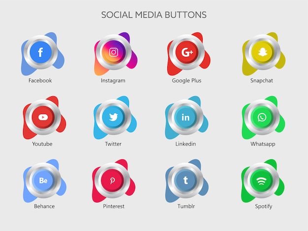 Vector social media app buttons illustration