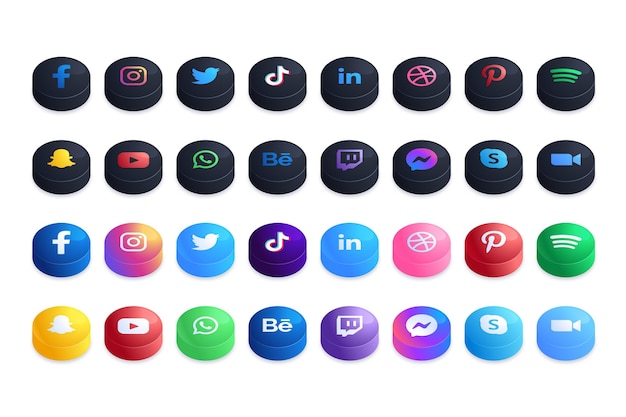 Vector social media app icons collection