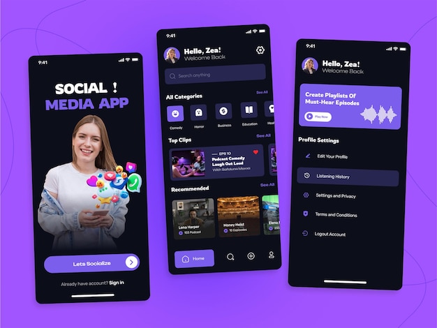 social media app mobile ui kit