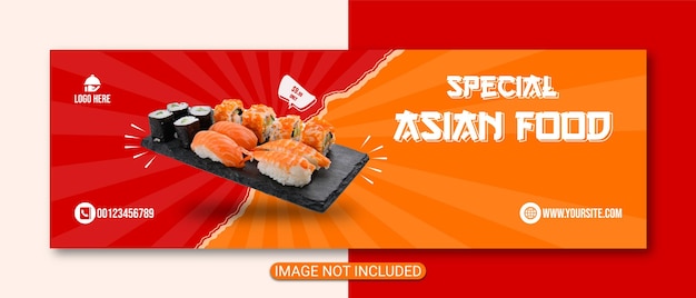 Vector social media asian food menu cover template design
