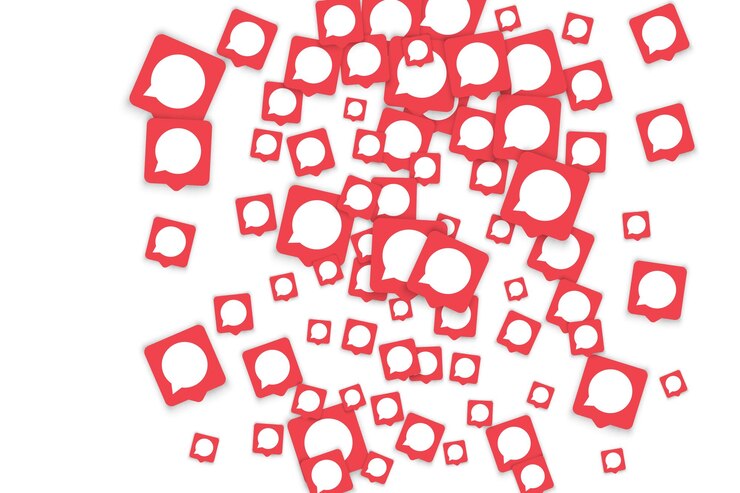 Vector social media background with chat notification bubbles in icons. communication in global network. vector illustration for social media marketing blog page.  chat icon notifications isolated on white.