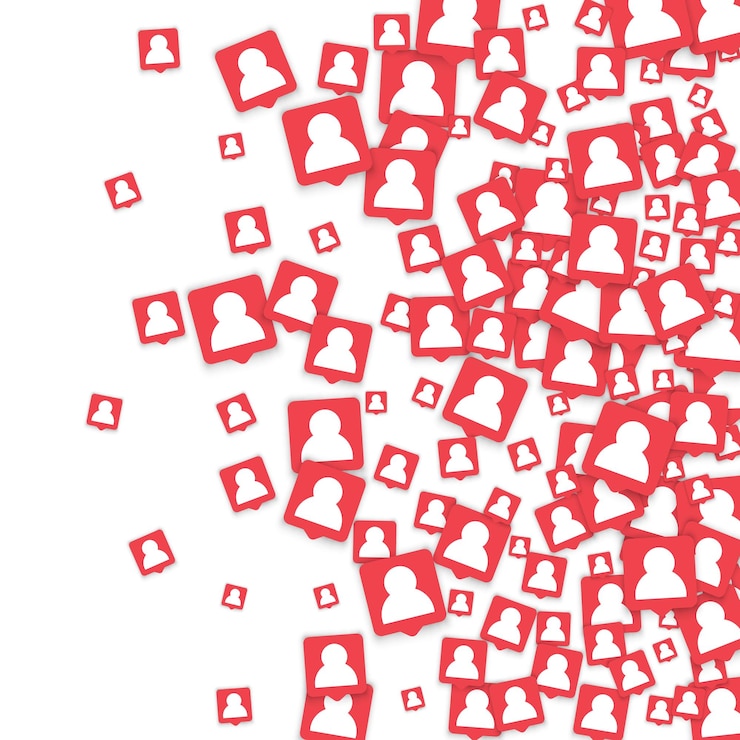 Vector social media background with man icon notification. vector marketing blog background with new user bubble. online business team backdrop. social media marketing blog background with men notification.