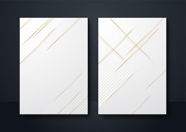 Social media banner sfondo colore oro bianco. decorazione astratta, linee dorate, gradienti di mezzitoni, illustrazione vettoriale 3d. modello di copertina a onde, forme geometriche, banner moderno e minimale