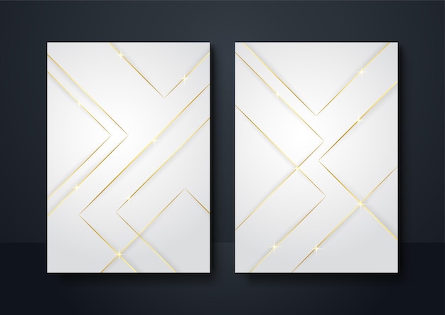 Social media banner sfondo colore oro bianco. decorazione astratta, linee dorate, gradienti di mezzitoni, illustrazione vettoriale 3d. modello di copertina a onde, forme geometriche, banner moderno e minimale