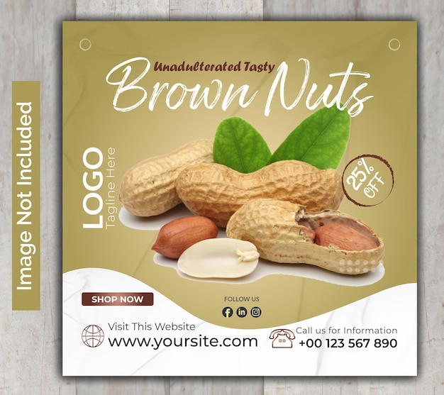 social media banner delicious brown nuts advertisement template